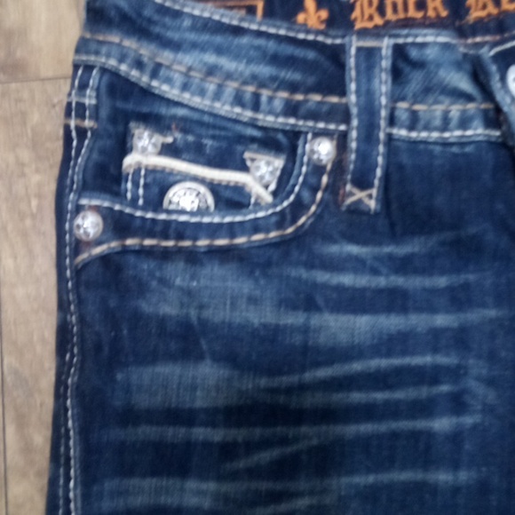 Rock Revival Women's 26 Bootcut Jeri Faux Leather Flap Pockets Distressed NWT - Picture 6 of 13